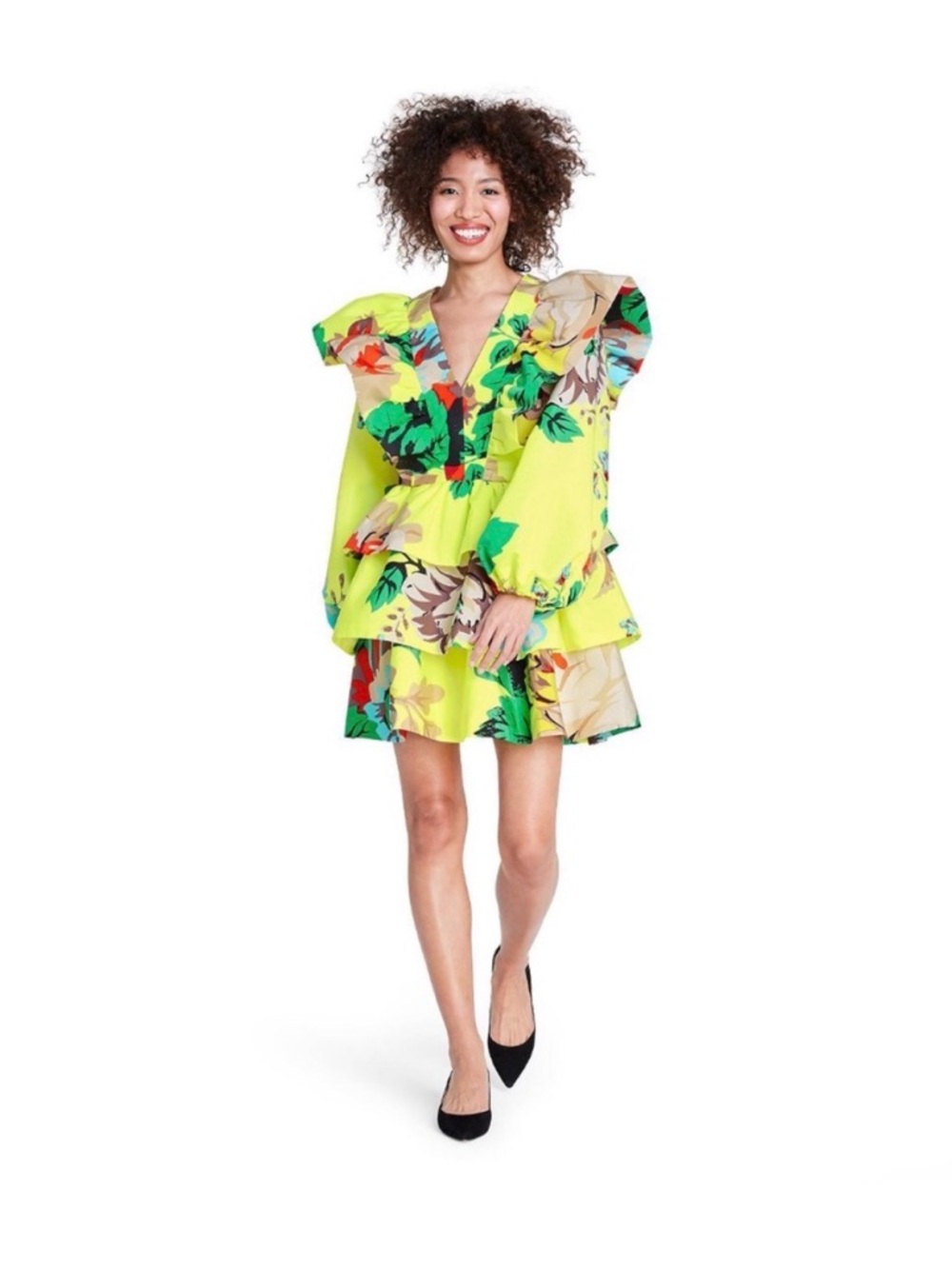 Christopher John Rogers Target Neon Yellow Dress Size 14